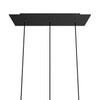 Lampenbaldachin XXL Rose-One rechteckig, 3 Löcher in Linie + 6 Seitenlöcher, 67.5 × 22.5 cm – Schwarz matt, Schwarz