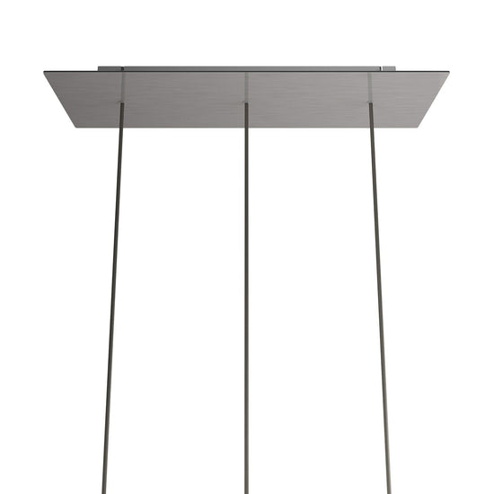 Lampenbaldachin XXL Rose-One rechteckig, 3 Löcher in Linie + 6 Seitenlöcher, 67.5 × 22.5 cm – Stahl satiniert, Weiss