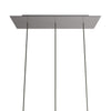Lampenbaldachin XXL Rose-One rechteckig, 3 Löcher in Linie + 6 Seitenlöcher, 67.5 × 22.5 cm – Stahl satiniert, Weiss