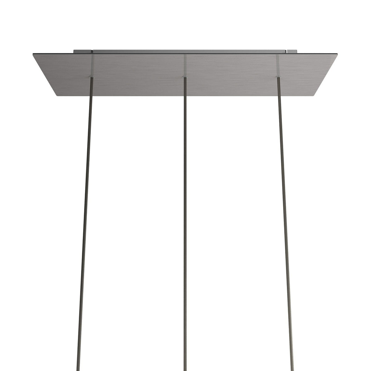 Lampenbaldachin XXL Rose-One rechteckig, 3 Löcher in Linie + 6 Seitenlöcher, 67.5 × 22.5 cm – Stahl satiniert, Weiss