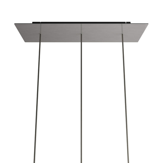 Lampenbaldachin XXL Rose-One rechteckig, 3 Löcher in Linie + 6 Seitenlöcher, 67.5 × 22.5 cm – Stahl satiniert, Schwarz