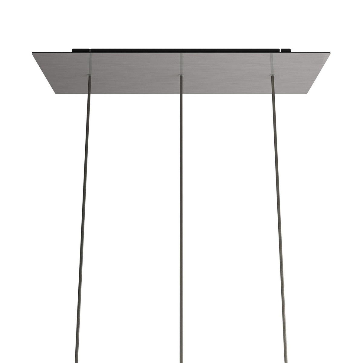 Lampenbaldachin XXL Rose-One rechteckig, 3 Löcher in Linie + 6 Seitenlöcher, 67.5 × 22.5 cm – Stahl satiniert, Schwarz