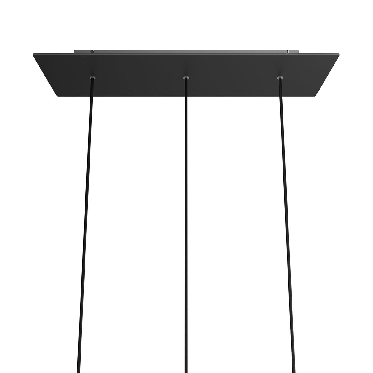 Lampenbaldachin XXL Rose-One rechteckig, 3 Löcher in Linie + 6 Seitenlöcher, 67.5 × 22.5 cm – Schwarz matt, Weiss