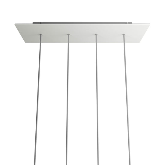 Lampenbaldachin XXL Rose-One rechteckig, 4 Löcher in Linie + 6 Seitenlöcher, 67.5 × 22.5 cm – Weiss matt, Weiss