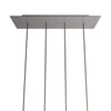Lampenbaldachin XXL Rose-One rechteckig, 4 Löcher in Linie + 6 Seitenlöcher, 67.5 × 22.5 cm – Stahl satiniert, Weiss