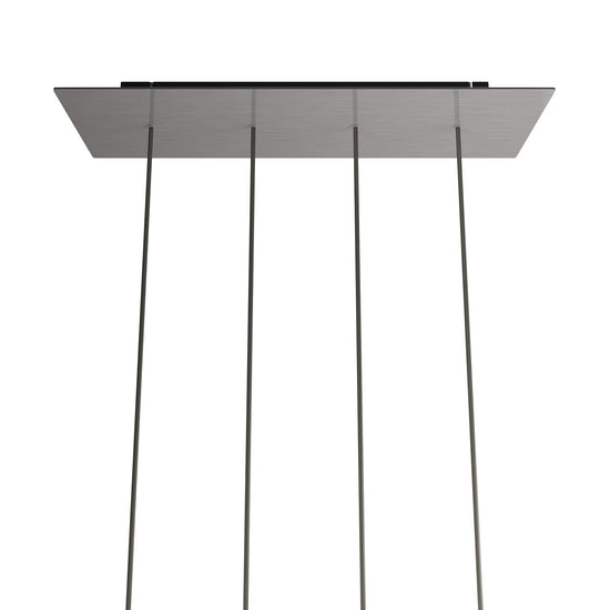 Lampenbaldachin XXL Rose-One rechteckig, 4 Löcher in Linie + 6 Seitenlöcher, 67.5 × 22.5 cm – Stahl satiniert, Schwarz