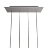 Lampenbaldachin XXL Rose-One rechteckig, 4 Löcher in Linie + 6 Seitenlöcher, 67.5 × 22.5 cm – Stahl satiniert, Schwarz