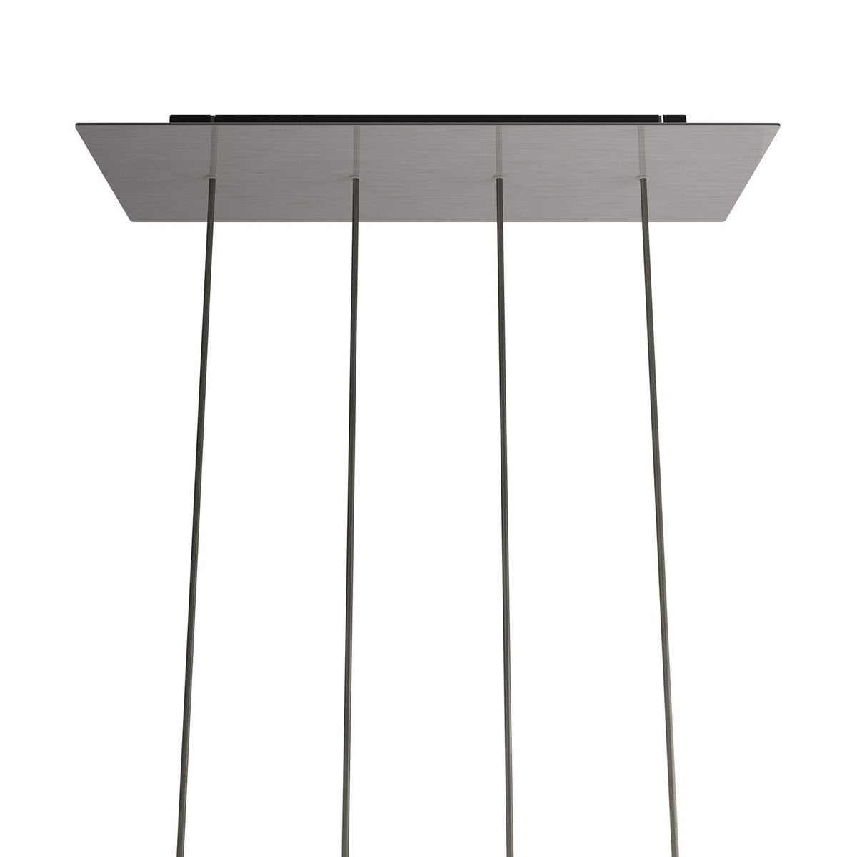 Lampenbaldachin XXL Rose-One rechteckig, 4 Löcher in Linie + 6 Seitenlöcher, 67.5 × 22.5 cm – Stahl satiniert, Schwarz