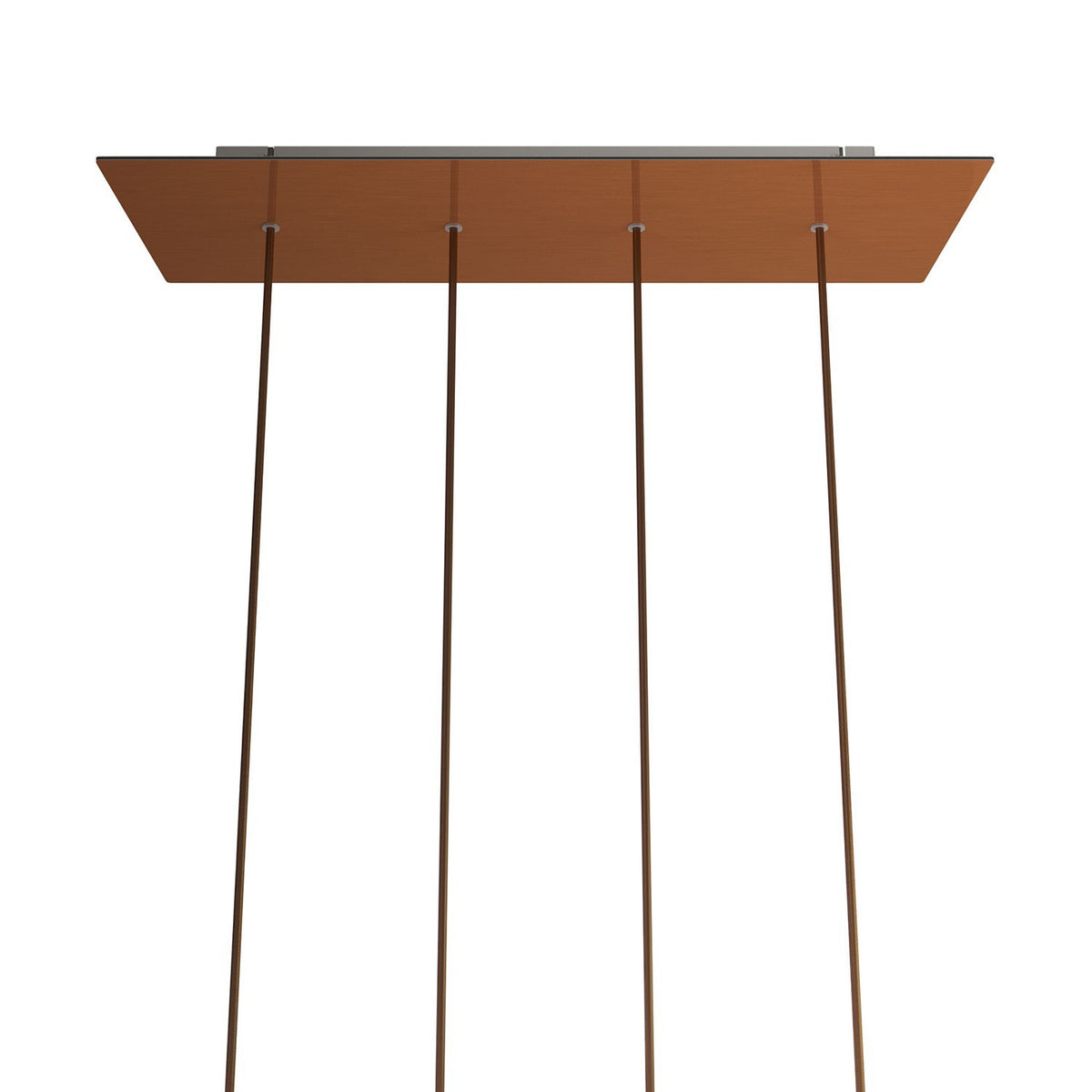 Lampenbaldachin XXL Rose-One rechteckig, 4 Löcher in Linie + 6 Seitenlöcher, 67.5 × 22.5 cm – Kupfer satiniert, Weiss
