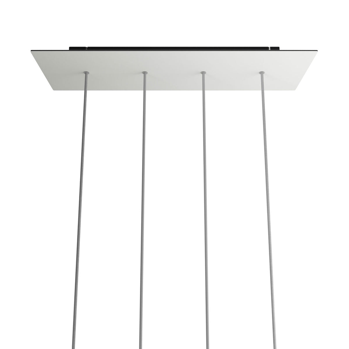 Lampenbaldachin XXL Rose-One rechteckig, 4 Löcher in Linie + 6 Seitenlöcher, 67.5 × 22.5 cm – Weiss matt, Schwarz