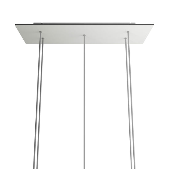 Lampenbaldachin XXL Rose-One rechteckig, 5 Löcher + 6 Seitenlöcher, 67.5 × 22.5 cm – Weiss matt, Weiss