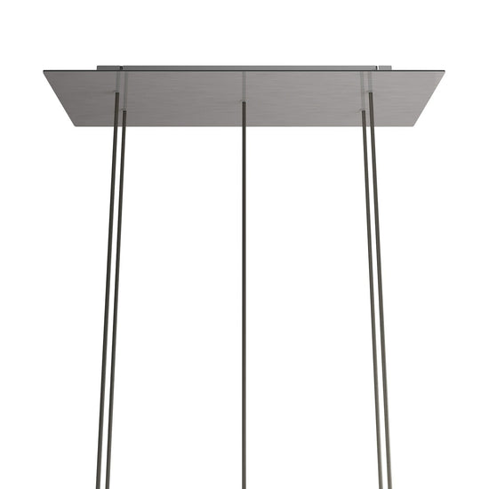 Lampenbaldachin XXL Rose-One rechteckig, 5 Löcher + 6 Seitenlöcher, 67.5 × 22.5 cm – Stahl satiniert, Weiss