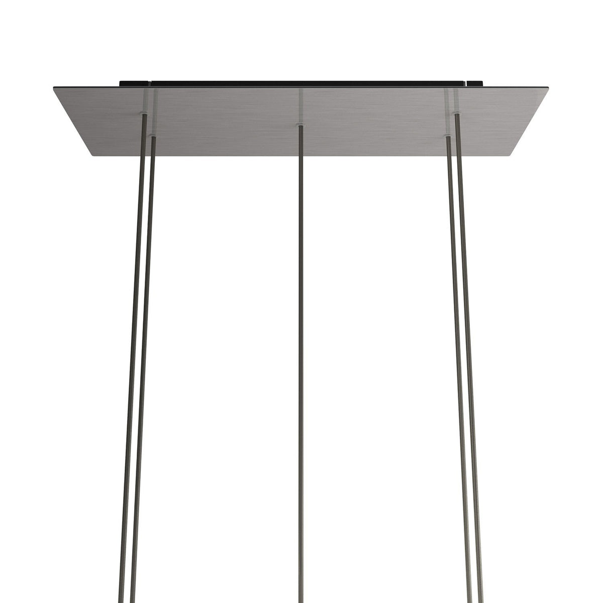 Lampenbaldachin XXL Rose-One rechteckig, 5 Löcher + 6 Seitenlöcher, 67.5 × 22.5 cm – Stahl satiniert, Schwarz