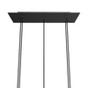 Lampenbaldachin XXL Rose-One rechteckig, 5 Löcher + 6 Seitenlöcher, 67.5 × 22.5 cm – Schwarz matt, Weiss