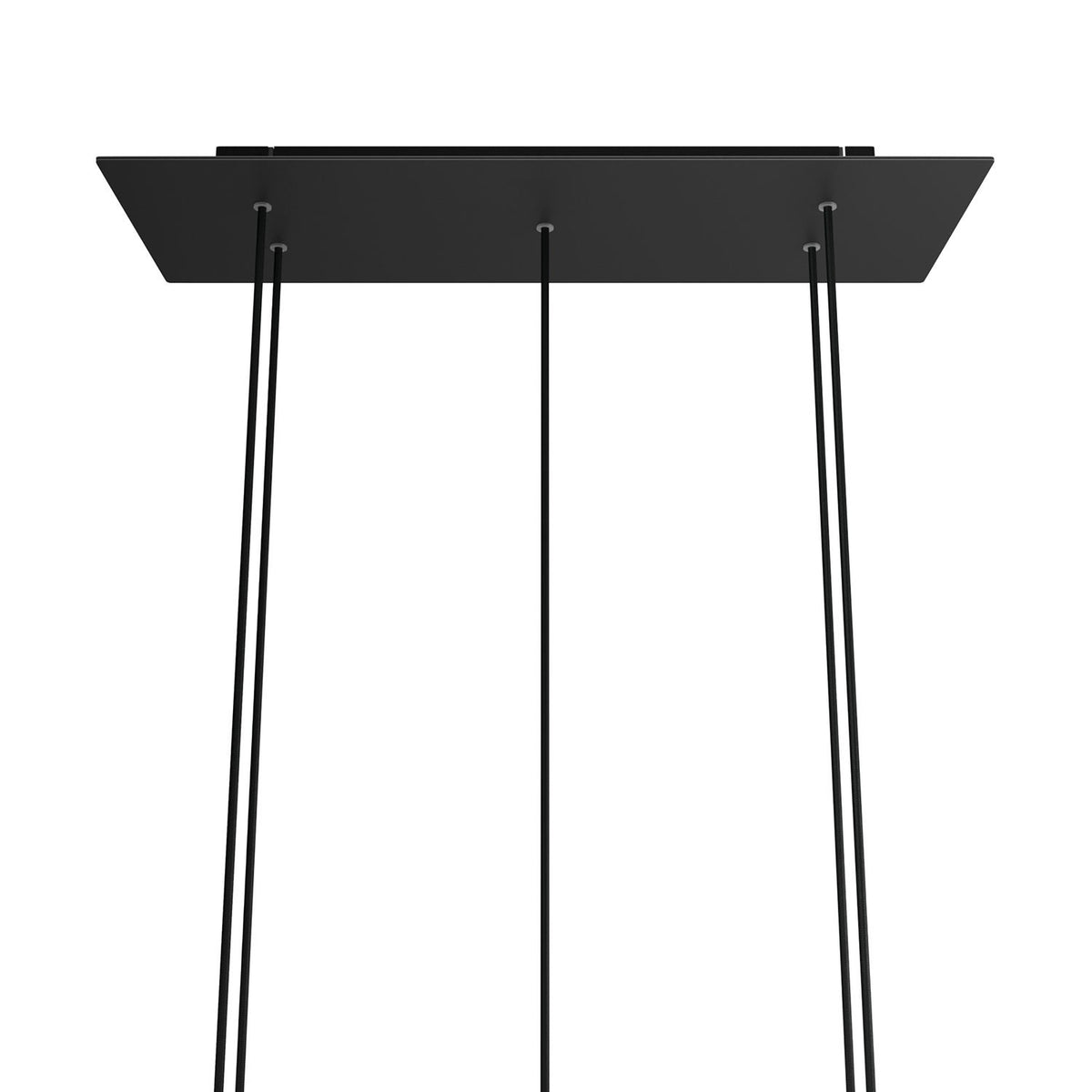 Lampenbaldachin XXL Rose-One rechteckig, 5 Löcher + 6 Seitenlöcher, 67.5 × 22.5 cm – Schwarz matt, Schwarz