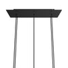 Lampenbaldachin XXL Rose-One rechteckig, 6 Löcher + 6 Seitenlöcher, 67.5 × 22.5 cm – Schwarz matt, Schwarz