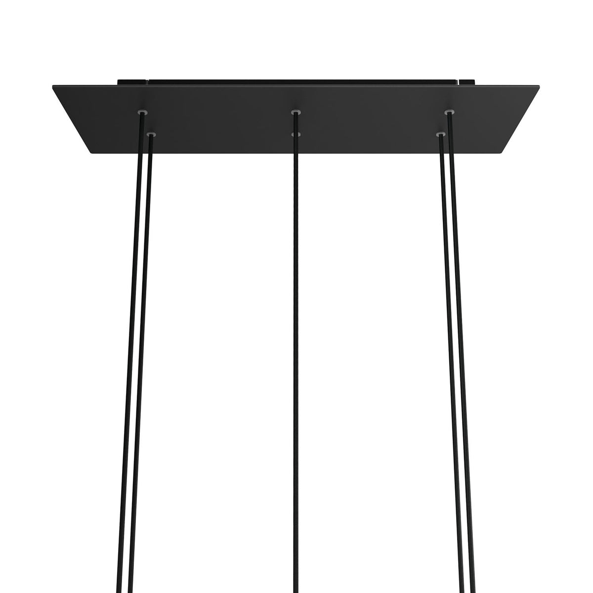 Lampenbaldachin XXL Rose-One rechteckig, 6 Löcher + 6 Seitenlöcher, 67.5 × 22.5 cm – Schwarz matt, Schwarz