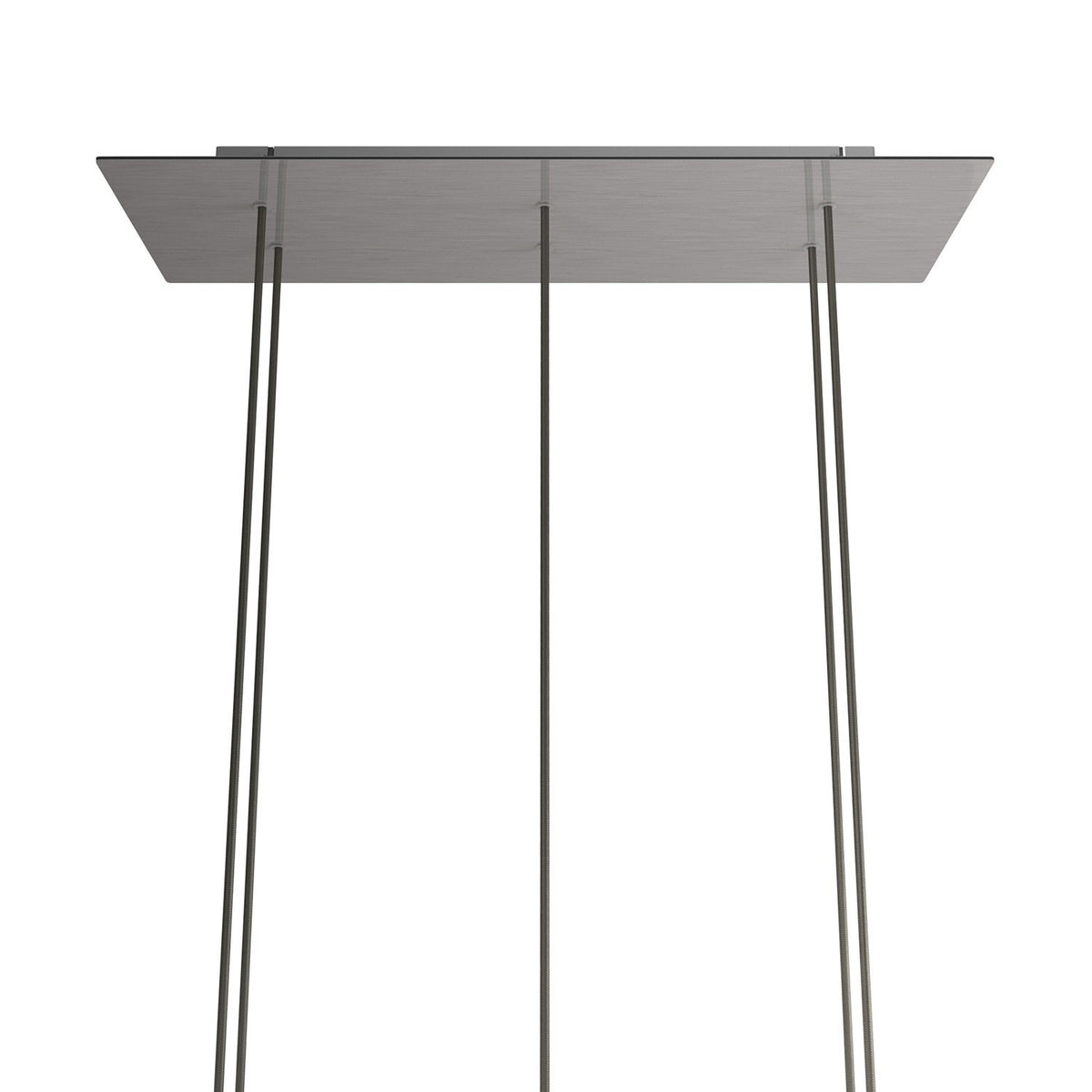 Lampenbaldachin XXL Rose-One rechteckig, 6 Löcher + 6 Seitenlöcher, 67.5 × 22.5 cm – Stahl satiniert, Weiss