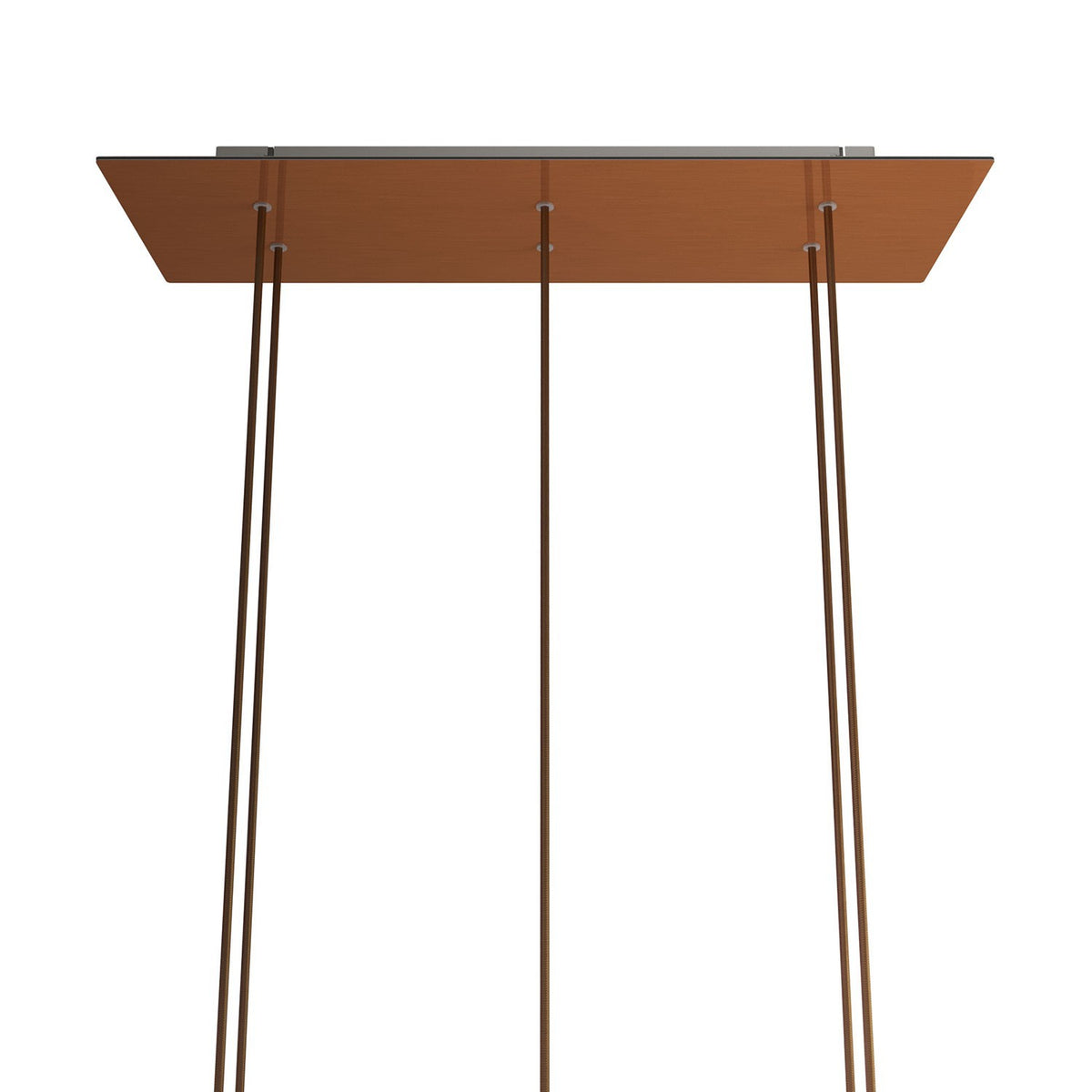 Lampenbaldachin XXL Rose-One rechteckig, 6 Löcher + 6 Seitenlöcher, 67.5 × 22.5 cm – Kupfer satiniert, Weiss