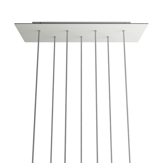Lampenbaldachin XXL Rose-One rechteckig, 7 Löcher + 6 Seitenlöcher, 67.5 × 22.5 cm – Weiss matt, Weiss