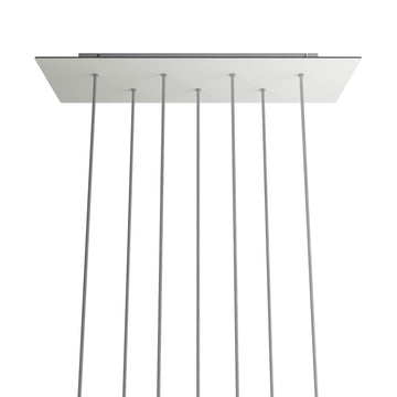 Lampenbaldachin XXL Rose-One rechteckig, 7 Löcher + 6 Seitenlöcher, 67.5 × 22.5 cm – Weiss matt, Weiss