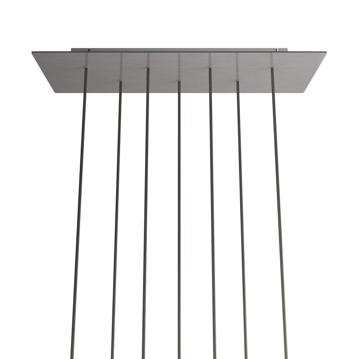 Lampenbaldachin XXL Rose-One rechteckig, 7 Löcher + 6 Seitenlöcher, 67.5 × 22.5 cm – Stahl satiniert, Weiss