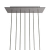 Lampenbaldachin XXL Rose-One rechteckig, 7 Löcher + 6 Seitenlöcher, 67.5 × 22.5 cm – Stahl satiniert, Schwarz