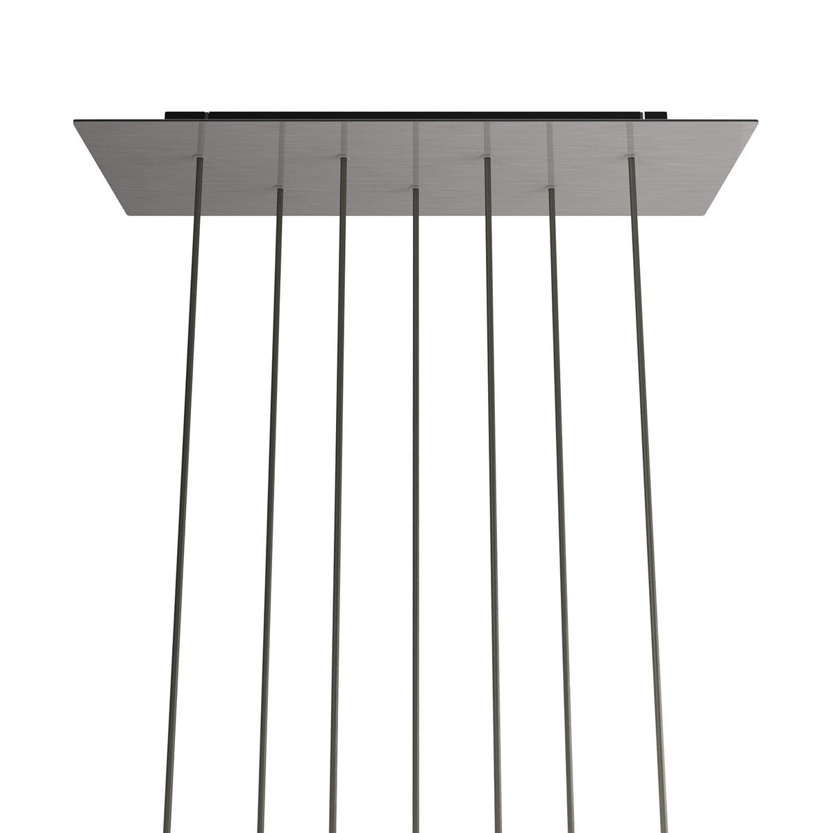 Lampenbaldachin XXL Rose-One rechteckig, 7 Löcher + 6 Seitenlöcher, 67.5 × 22.5 cm – Stahl satiniert, Schwarz