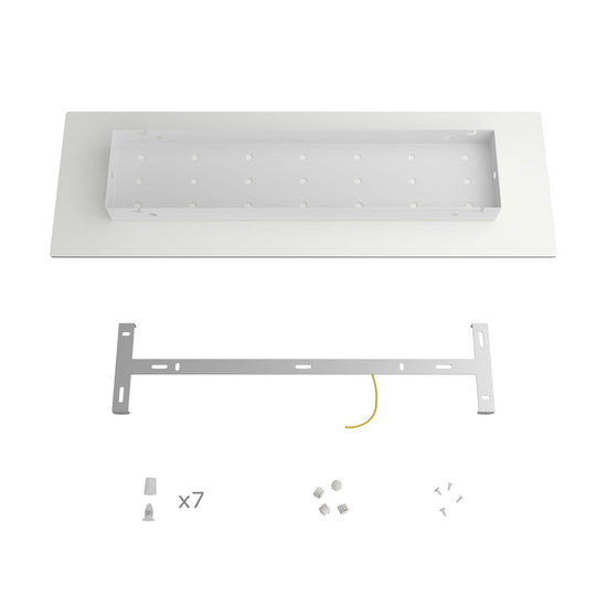 Lampenbaldachin XXL Rose-One rechteckig, 7 Löcher + 6 Seitenlöcher, 67.5 × 22.5 cm – Weiss matt, Weiss