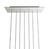 Lampenbaldachin XXL Rose-One rechteckig, 7 Löcher + 6 Seitenlöcher, 67.5 × 22.5 cm – Weiss matt, Schwarz