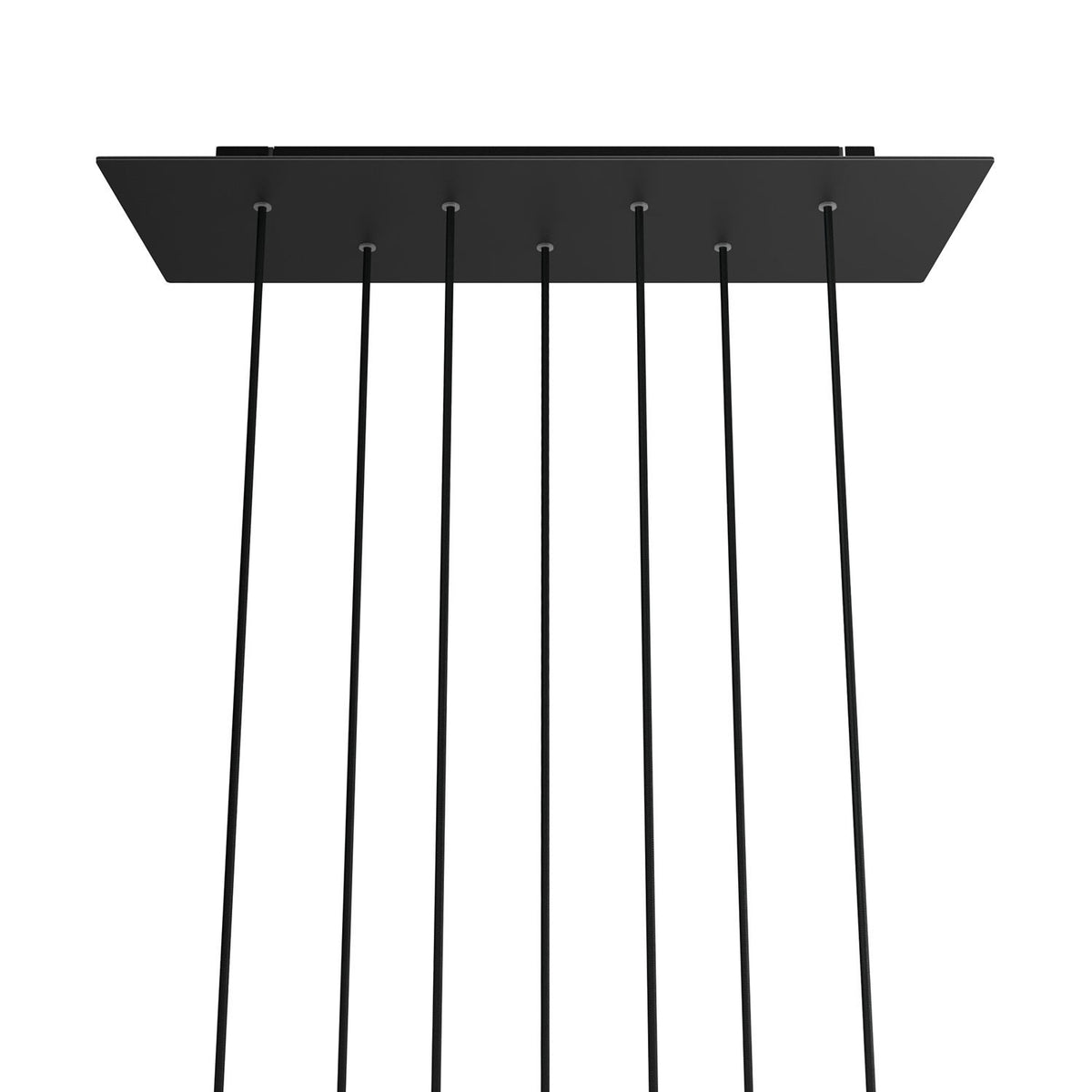 Lampenbaldachin XXL Rose-One rechteckig, 7 Löcher + 6 Seitenlöcher, 67.5 × 22.5 cm – Schwarz matt, Schwarz