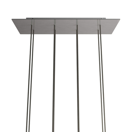 Lampenbaldachin XXL Rose-One rechteckig, 8 Löcher + 6 Seitenlöcher, 67.5 × 22.5 cm – Stahl satiniert, Weiss
