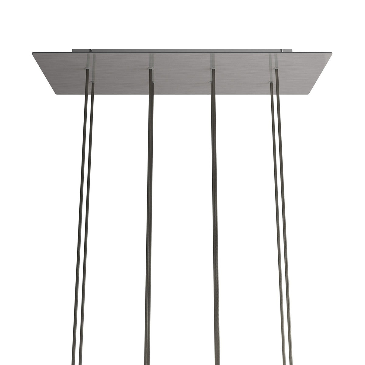 Lampenbaldachin XXL Rose-One rechteckig, 8 Löcher + 6 Seitenlöcher, 67.5 × 22.5 cm – Stahl satiniert, Weiss