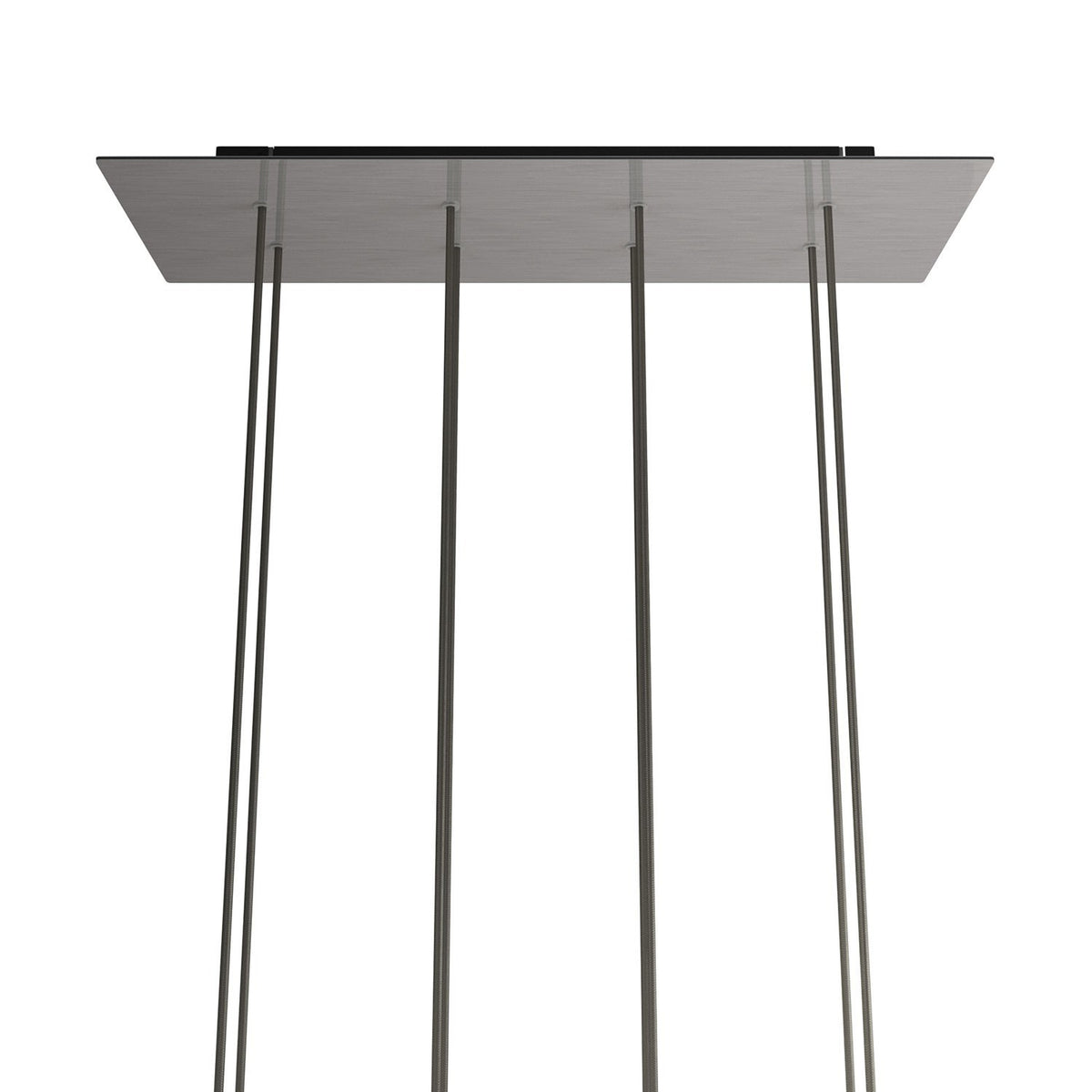 Lampenbaldachin XXL Rose-One rechteckig, 8 Löcher + 6 Seitenlöcher, 67.5 × 22.5 cm – Stahl satiniert, Schwarz