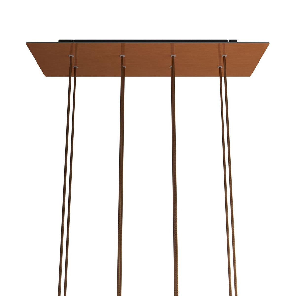 Lampenbaldachin XXL Rose-One rechteckig, 8 Löcher + 6 Seitenlöcher, 67.5 × 22.5 cm – Kupfer satiniert, Schwarz