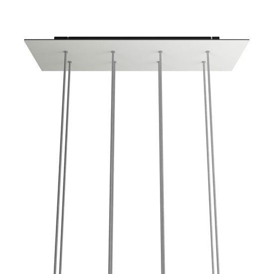 Lampenbaldachin XXL Rose-One rechteckig, 8 Löcher + 6 Seitenlöcher, 67.5 × 22.5 cm – Weiss matt, Schwarz