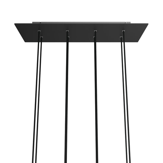 Lampenbaldachin XXL Rose-One rechteckig, 8 Löcher + 6 Seitenlöcher, 67.5 × 22.5 cm – Schwarz matt, Weiss