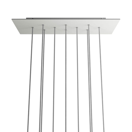 Lampenbaldachin XXL Rose-One rechteckig, 10 Löcher + 6 Seitenlöcher, 67.5 × 22.5 cm – Weiss matt, Weiss