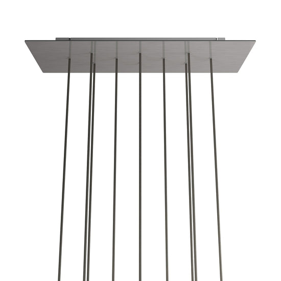 Lampenbaldachin XXL Rose-One rechteckig, 10 Löcher + 6 Seitenlöcher, 67.5 × 22.5 cm – Stahl satiniert, Weiss