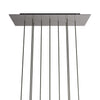 Lampenbaldachin XXL Rose-One rechteckig, 10 Löcher + 6 Seitenlöcher, 67.5 × 22.5 cm – Stahl satiniert, Schwarz