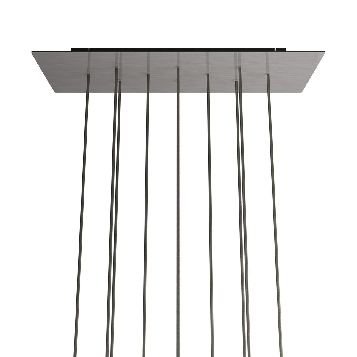 Lampenbaldachin XXL Rose-One rechteckig, 10 Löcher + 6 Seitenlöcher, 67.5 × 22.5 cm – Stahl satiniert, Schwarz