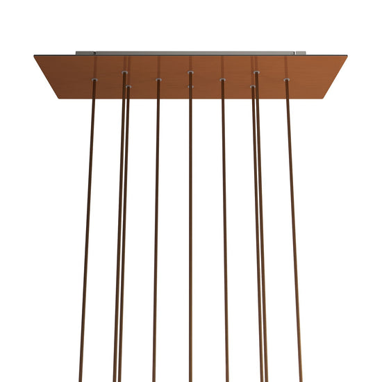 Lampenbaldachin XXL Rose-One rechteckig, 10 Löcher + 6 Seitenlöcher, 67.5 × 22.5 cm – Kupfer satiniert, Weiss