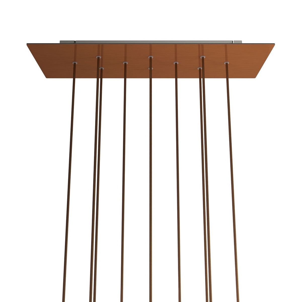 Lampenbaldachin XXL Rose-One rechteckig, 10 Löcher + 6 Seitenlöcher, 67.5 × 22.5 cm – Kupfer satiniert, Weiss