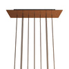 Lampenbaldachin XXL Rose-One rechteckig, 10 Löcher + 6 Seitenlöcher, 67.5 × 22.5 cm – Kupfer satiniert, Schwarz