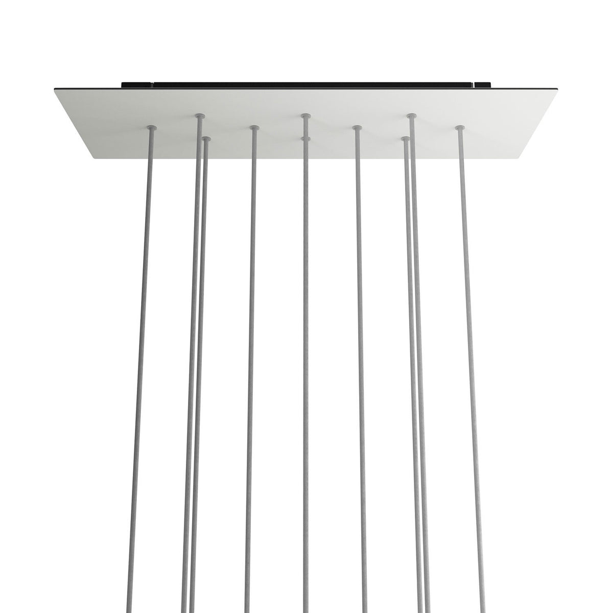 Lampenbaldachin XXL Rose-One rechteckig, 10 Löcher + 6 Seitenlöcher, 67.5 × 22.5 cm – Weiss matt, Schwarz