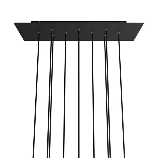 Lampenbaldachin XXL Rose-One rechteckig, 10 Löcher + 6 Seitenlöcher, 67.5 × 22.5 cm – Schwarz matt, Schwarz