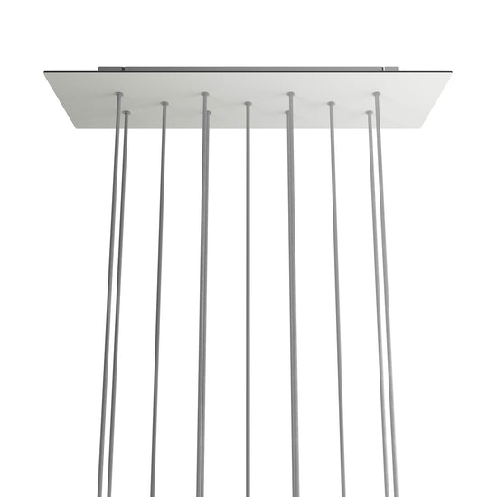 Lampenbaldachin XXL Rose-One rechteckig, 11 Löcher + 6 Seitenlöcher, 67.5 × 22.5 cm – Weiss matt, Weiss