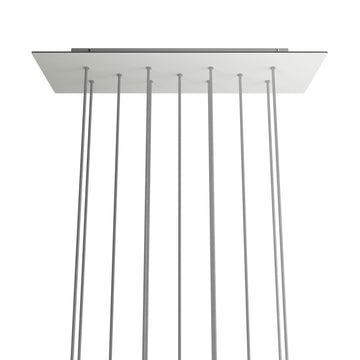 Lampenbaldachin XXL Rose-One rechteckig, 11 Löcher + 6 Seitenlöcher, 67.5 × 22.5 cm – Weiss matt, Weiss