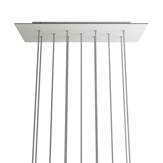 Lampenbaldachin XXL Rose-One rechteckig, 11 Löcher + 6 Seitenlöcher, 67.5 × 22.5 cm – Weiss matt, Weiss