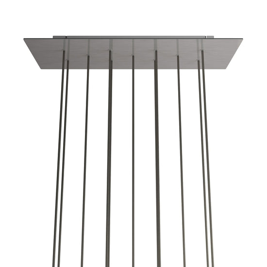Lampenbaldachin XXL Rose-One rechteckig, 11 Löcher + 6 Seitenlöcher, 67.5 × 22.5 cm – Stahl satiniert, Weiss